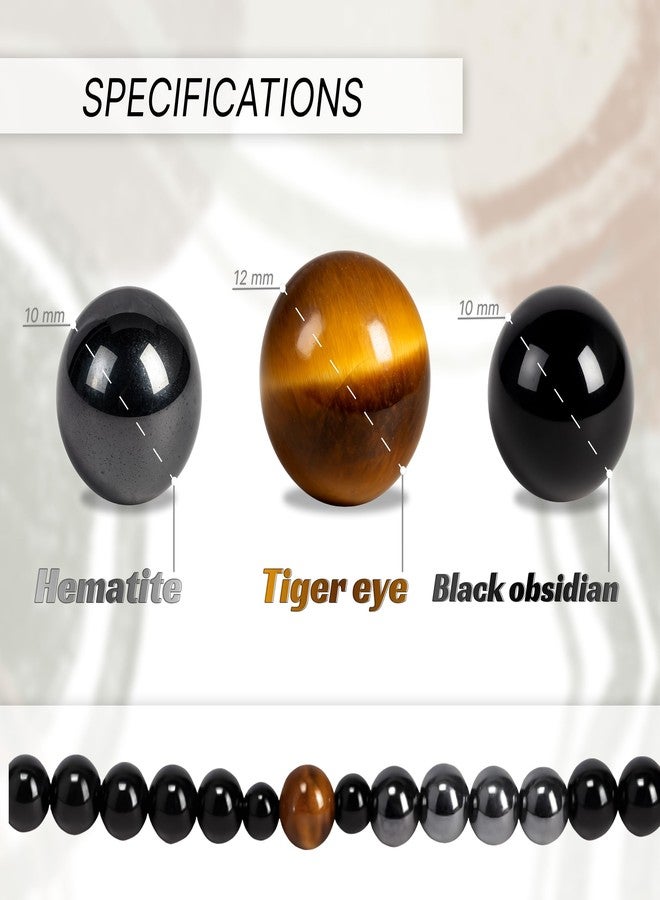 ULVEOL Triple Protection Necklace With Genuine Stone Tiger Eye Black Obsidian and Hematite - Bad Energy Protection Beads Crystal Necklace for Men and Women - Anxiety Relief Items for Teens - Image 2